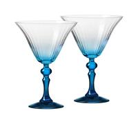 Krosno Verres à Martini Lot de 2, 170 ml, Pied Turquoise, Collection Bubble