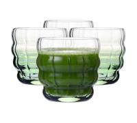 Krosno Verres à Matcha, lot de 4, 330 ml, Collection Matcha Moments | Pour matcha latte thé et smoothies, Dégradé vert, Cristal sans plomb, Compatible lave-vaisselle