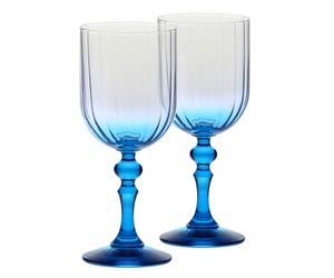 Krosno Verres à vin 300 ml avec pied turquoise, lot de 2 - pour vin rouge, vin blanc, mocktails et eau - cristal sans plomb - compatibles lave-vaisselle - Bubble Celebration Moments