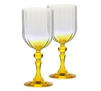 Krosno Verres à vin 300 ml avec pied jaune, lot de 2 - pour vin rouge, vin blanc, mocktails et eau - cristal sans plomb - compatibles lave-vaisselle - Bubble Celebration Moments