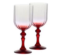 Krosno Verres à Vin Lot de 2, 300 ml, Pied Rouge, Collection Bubble