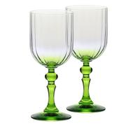 Krosno Verres à Vin Lot de 2, 300 ml, Pied Vert Clair, Collection Bubble