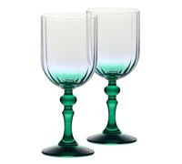 Krosno Verres à vin 300 ml avec pied vert, lot de 2 - pour vin rouge, vin blanc, mocktails et eau - cristal sans plomb - compatibles lave-vaisselle - Bubble Celebration Moments