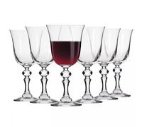 Krosno - Verres à Vin Rouge 250 ml - Lot de 6 - Collection Krista - Cristal Sans Plomb - Design Élégant avec Pied Richement Orné
