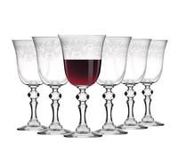 Krosno - Verres à Vin Rouge 250 ml - Lot de 6 - Collection Krista Deco - Cristal Sans Plomb - Design Classique et Élégant avec Motif Transparent