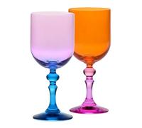 Krosno - Verres à vin rouge et blanc, mocktails et eau - 2 x 300 ml - Collection Bubble - Rose et orange - Cristal sans plomb - Peints à la main