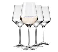 Krosno Verres à vin texturés, 450 ml - Lot de 4 | Pour vin rouge, blanc, effervescent & cocktails | Design Collection LUMI | Compatible lave-vaisselle | Cristal sans plomb