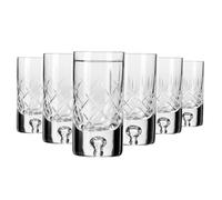 Krosno - Verres à Vodka 50 ml, Lot de 6 - Verre en Cristal - 2 Motifs de Taille - Pour Liqueur et Spiritueux - Faits et Taillés à la Main - Collection Saga - Idéal comme Cadeau