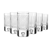 Krosno - Verres à Vodka, Liqueur et Spiritueux 50 ml, Lot de 6 - Verre en Cristal - 2 Motifs de Taille - Faits et Taillés à la Main - Collection Saga - Idéal comme Cadeau