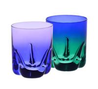 Krosno - Verres à Whisky 250 ml, Lot de 4 - Collection Aurora - Peints à la main - Cristal sans plomb - Pour Bourbon, Rhum et Cocktails - Cadeau - Violet et Bleu Marine