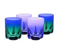 Krosno - Verres à Whisky 250 ml, Lot de 4 - Collection Aurora - Peints à la main - Cristal sans plomb - Pour Bourbon, Rhum et Cocktails - Cadeau - Bleu Marine et Violet