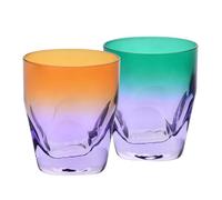 Krosno - Verres à Whisky 260 ml, Lot de 2 - Collection Aurora - Peints à la main - Cristal sans plomb - Pour Bourbon, Rhum et Cocktails - Cadeau - Orange et Violet