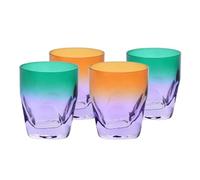 Krosno - Verres à Whisky 260 ml, Lot de 4 - Collection Aurora - Peints à la main - Cristal sans plomb - Pour Bourbon, Rhum et Cocktails - Cadeau - Orange et Violet