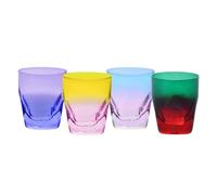 Krosno - Verres à whisky 260 ml - Lot de 4, couleurs assorties - Collection Aurora - Cristal sans plomb - Peints à la main