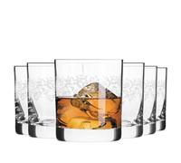 Krosno - Verres à Whisky 350 ml - Lot de 6 - Collection Krista Deco - Cristal Sans Plomb - Design Classique avec Motif Transparent