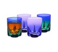 Krosno Verres à Whisky Bleu-Violet, lot de 4, 250 ml, Collection Aurora | Pour whisky bourbon rhum et cocktails, Verres peints à la main, Couleurs Aurora, Idée cadeau