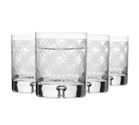Krosno - Verres à Whisky, Bourbon et Scotch 250 ml, Lot de 4 - Collection Saga - Verre en Cristal, Taillés - Faits à la Main - Idéal comme Cadeau, Petit