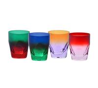 Krosno - Verres à whisky, cocktails et long drinks 260 ml - Lot de 4 verres aux 4 couleurs uniques - Collection Aurora - Cristal sans plomb - Peints à la main