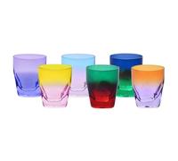 Krosno - Verres à whisky, cocktails et long drinks 260 ml - Lot de 6 verres aux 6 couleurs uniques - Collection Aurora - Cristal sans plomb - Peints à la main
