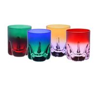 Krosno - Verres à Whisky, Drinks et Cocktails 250 ml - Lot de 4 pièces en 4 couleurs uniques - Collection Aurora - Cristal Sans Plomb - Verre Peint à la Main