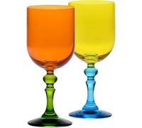 Krosno - Verres Colorés pour Vin Rouge et Blanc, Mocktails et Eau - 2 x 300 ml - Collection Bubble - Orange et Jaune - Cristal Sans Plomb - Peints à la Main