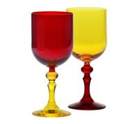 Krosno - Verres colorés pour vin rouge et blanc, mocktails et eau - 2 x 300 ml - Collection Bubble - Orange-Rouge - Cristal sans plomb - Peints à la main
