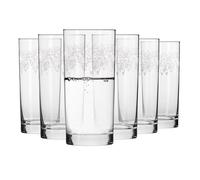 Krosno - Verres Long Drink 390 ml - Lot de 6 - Collection Krista Deco - Cristal Sans Plomb - Design Élégant avec Motif Transparent