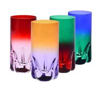 Krosno - Verres pour cocktails, eau et jus 300 ml - Lot de 4 pièces en 4 couleurs différentes - Collection Aurora - Cristal sans plomb - Peint à la main