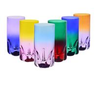 Krosno - Verres pour cocktails, eau et jus 300 ml - Lot de 6 pièces en 6 couleurs uniques - Collection Aurora - Cristal sans plomb - Peints à la main