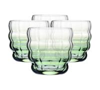 KROSNO Verres pour matcha et thé, lot de 4, 330 ml, collection Matcha Moments - Dégradé vert, cristal sans plomb - Verres élégants pour boissons chaudes, compatibles lave-vaisselle