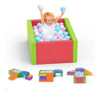 Krovtoy Bac à balles en Mousse Souple, Espace de Jeu intérieur pour Tout-Petits 1-3 Ans, Module combinable avec Blocs d'escalade, Couleur Vert et Rose