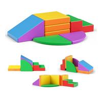 Krovtoy Blocs de construction en mousse, blocs en mousse souple non toxiques pour bébés, blocs mous intérieurs, grands blocs de construction pour enfants, jouet Montessori, bloc pliable et tunnel pour