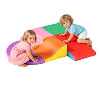 Krovtoy Lot de 4 blocs d'escalade en mousse souple pour tout-petits de 1 à 3 ans - Cuir synthétique imperméable et sûr - Mousse non toxique - Jouet d'intérieur pour la motricité et la créativité