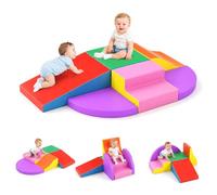 Krovtoy Lot de 6 blocs de construction en mousse pour enfants, non toxiques et sans odeur avec housse antidérapante, blocs d'escalade d'intérieur et paysage à gratter pour bébés et tout-petits