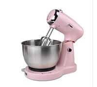 KRQDBCZ Mélangeur à pâte, Robot sur Socle, mixeur électrique de Cuisine avec Crochet à pâte, Fouet, mixeur Alimentaire de 3,2L 350W 5 Vitesses à tête inclinable (Pink)