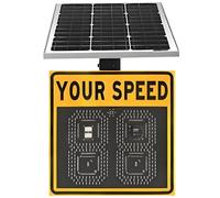 KRQDBCZ Panneau de limitation de Vitesse à LED numérique alimenté par énergie Solaire, Panneau d'avertissement de trafic avec Retour rada (Yellow 23.62 * 35.43inches)