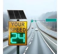 KRQDBCZ Panneau de limitation de Vitesse à Radar Solaire, Panneau de limitation de Vitesse LED, Tableau d'avertissement de Retour d'information sur la Circulation (Yellow 23.62 * 35.43inches)