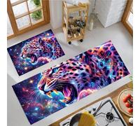 KRSAZCM Art Moderne Tapis de Cuisine Devant Evier Antidérapant Lavable, Léopard Cosmique Tapis Couloir Absorbant pour Buanderie Cuisine Salle de Bain - 40x60+40x120cm
