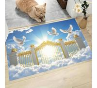 KRSAZCM Bleu Paillasson Attrape-Poussière, Oiseaux À L'Arche Tapis De Sol Antidérapant, Style D'Animation Absorbantes pour Entrée Porte Couloir - 40 X 60 Cm