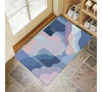 KRSAZCM Blocs Couleurs Fluides Abstraits Paillasson Imprimé avec Envers en TPR Antidérapant Naturel, 40 x 60 cm pour Entrée Extérieure Lavable Machine Tapis, Bleu