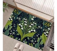 KRSAZCM Branches Feuilles Campanule Paillasson Intérieur, 50 x 80 cm Tapis Entrée Extérieur Imperméable Antidérapant, Fleurs William Morris Tapis pour Entrée Lavable Cuisine Salle de Bain- Vert