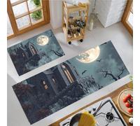 KRSAZCM Château La Lune Lot de 2 Tapis Cuisine antidérapants lavables, Style Gothique Anti-Fatigue paillasson Cuisine pour décoration de Maison Bureau Debout, 43x75+43x150cm
