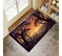 KRSAZCM Coucher Soleil en Forêt Tapis Entree Interieur, Style Cinématographique Antidérapant et Doux Paillasson Lavable en Machine pour Couloir entrée ou Cuisine, 90 x 150 cm