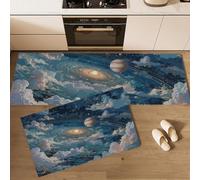 KRSAZCM Espace Dessin Animé Tapis de Cuisine Devant Evier Antidérapant Lavable, Nébuleuse du Système Solaire Tapis Couloir Absorbant pour Buanderie Cuisine Salle de Bain - 44x70+44x120cm