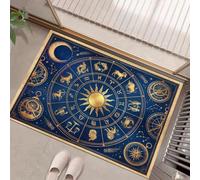 KRSAZCM Espace Rétro Paillasson Attrape-Poussière, Éléments Célestes Mystérieux Tapis de Sol Antidérapant Lavable en Machine, 60 x 90 cm Tapis d'Entrée pour Chien Entrée Porte et Couloir - Bleu Foncé