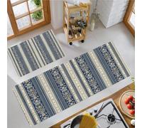 KRSAZCM Ferme Rurale Lot de 2 Tapis de Cuisine antidérapant, Lignes Verticales Élégantes Lavable Tapis de Cuisine pour Cuisine Couloir Chambre à Coucher, 50x80+50x120cm