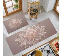 KRSAZCM Fleurs Minimalistes Tapis de Cuisine Devant Evier Antidérapant Lavable, Lignes Fleurs Mandala Tapis Couloir Absorbant pour Buanderie Cuisine Salle de Bain - 40x60+40x120cm