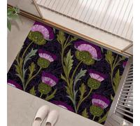 KRSAZCM Fleurs William Morris Paillasson D'Entrée Discret Absorbant - 40 x 60 cm - Antidérapant -Branches Feuilles Chardon Écossais Classique Tapis De Sol pour Entrée d'animaux Salle De Bain - Violet