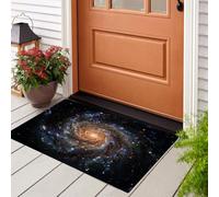 KRSAZCM Galaxies en Rotation Paillasson pour l'intérieur - 40 x 60 cm - Photographie l'espace Profond Paillasson Antidérapant Anti-saleté Lavable pour Porte d'entrée Balcon, Noir