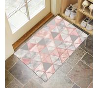 KRSAZCM Géométrie du Luxe Léger Tapis d'entrée intérieur - Triangle Marbre paillasson Lavable à Motifs, Rose Clair Tapis antidérapant pour Salle des Enfants, Cuisine Chambre - 60 x 90 cm